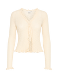 ICHI Abertie Ribbed Cardigan, Birch Melange