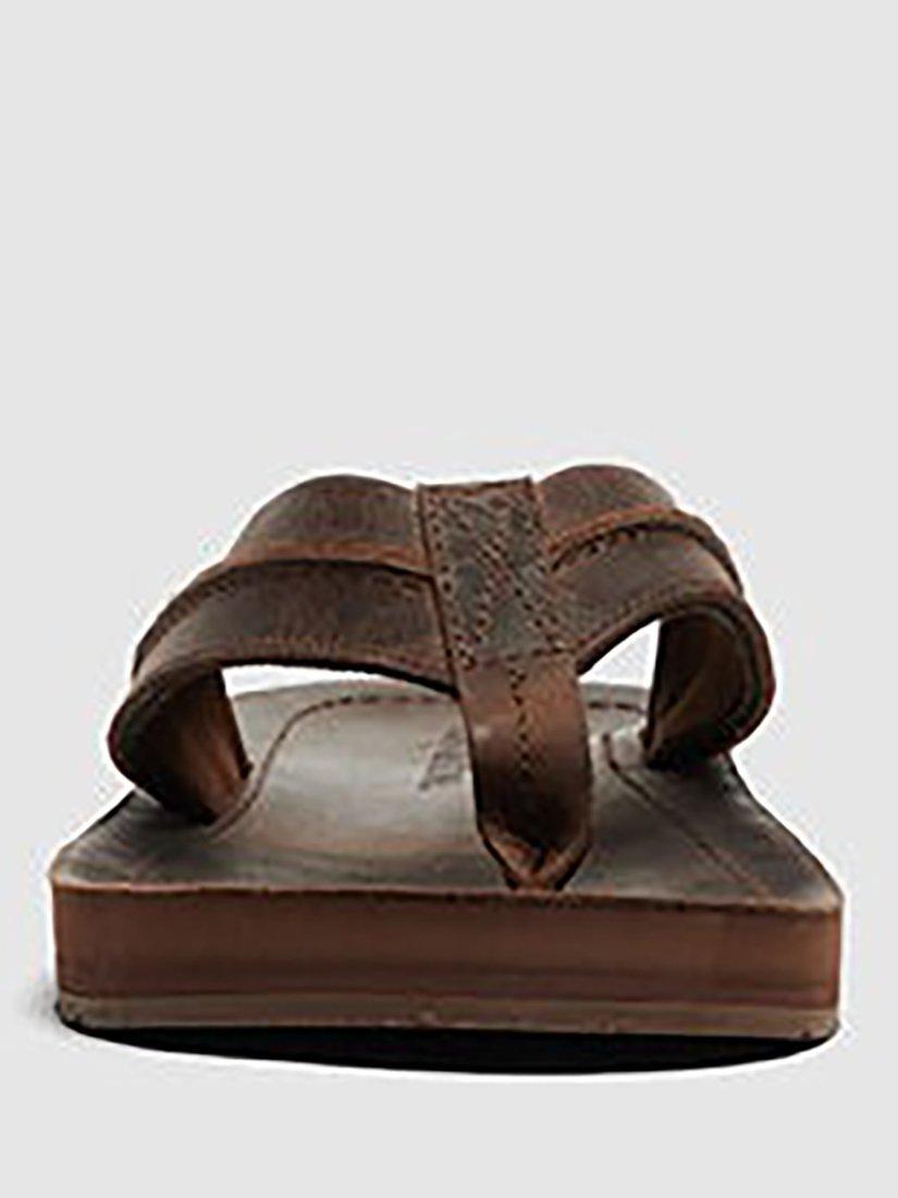 Product image 3 of 6, which shows Rodd & Gunn Piha Leather T-Bar Sandals, Chocolate, 7