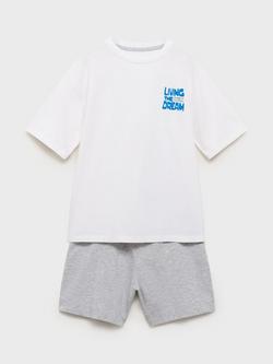 Mango Kids' Dream Cotton Blend Pyjama Set, Medium Grey, Medium Grey