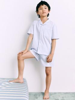 Mango Kids' Nap Cotton Stripe Print Pyjama Set, Natural White, Natural White