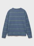 Mango Kids' Sonny Cotton Knit Striped Jumper, Medium Blue