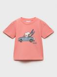 Mango Kids' Cotton Short Sleeved Snoopy T-Shirt, Lt-pastel Orange