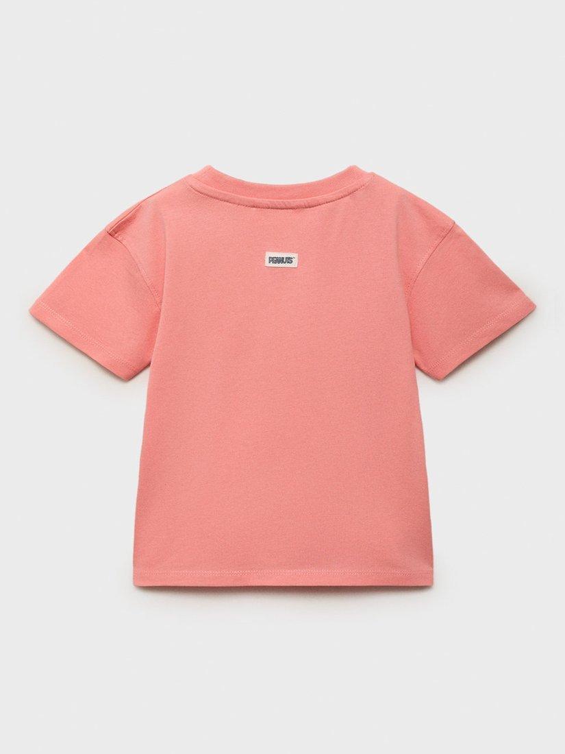 Product image 2 of 4, which shows Mango Kids' Cotton Short Sleeved Snoopy T-Shirt, Lt-pastel Orange, 12-18 months