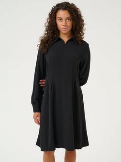 KAFFE Signa Zip Front Shirt Dress, Black, Black