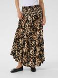 KAFFE Leopard Print Smock Maxi Skirt, Beige/Multi