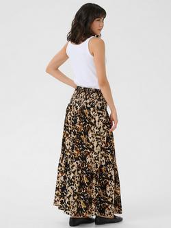 KAFFE Leopard Print Smock Maxi Skirt, Beige/Multi - view 2, Beige/Multi