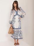 Mint Velvet Cotton Floral Puff Sleeve Midi Dress