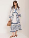Mint Velvet Cotton Floral Puff Sleeve Midi Dress