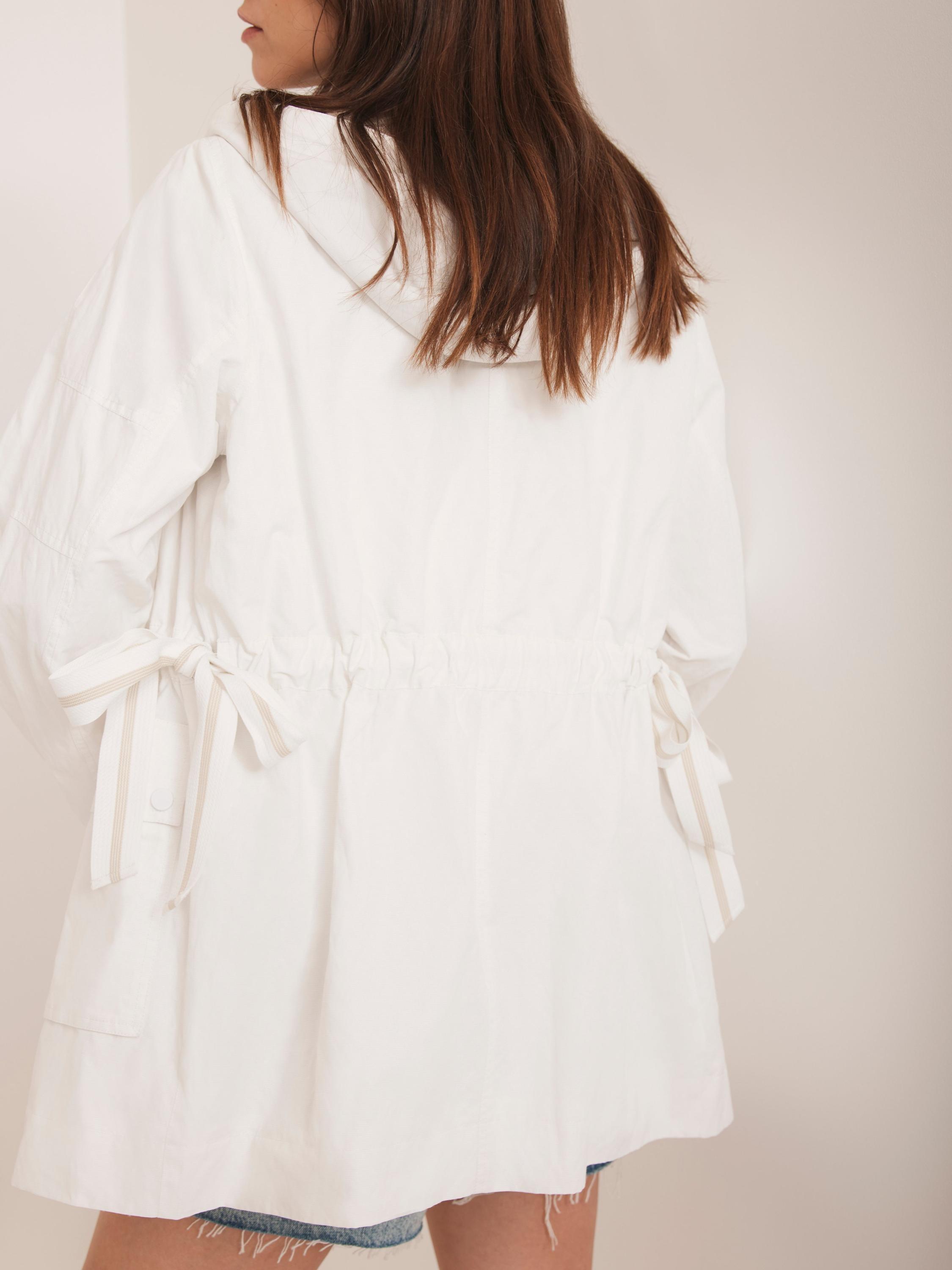 Product image 3 of 7, which shows Mint Velvet Cotton Blend Lightweight Hooded Parka, Ivory, XS