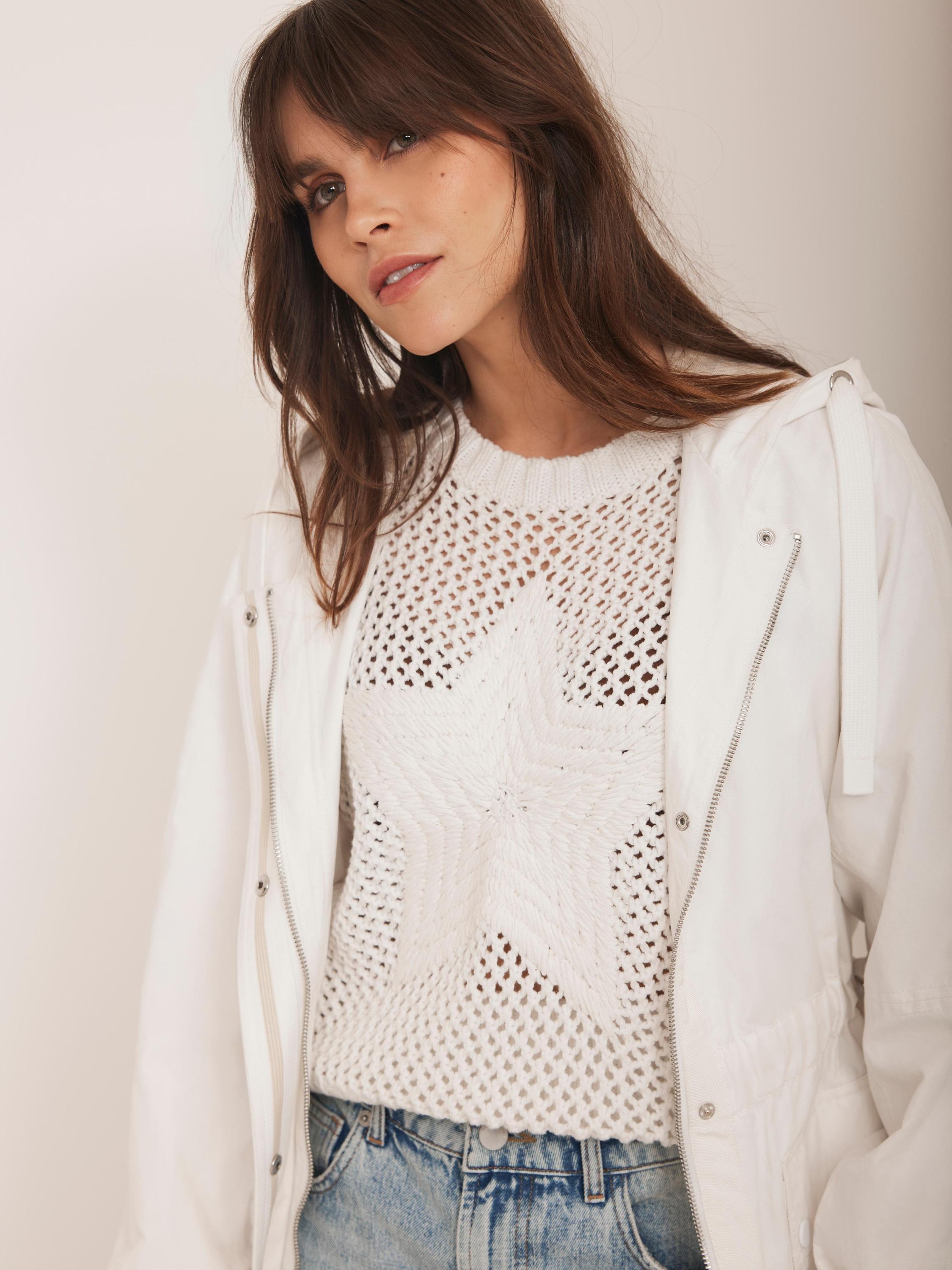 Product image 5 of 7, which shows Mint Velvet Cotton Blend Lightweight Hooded Parka, Ivory, XS