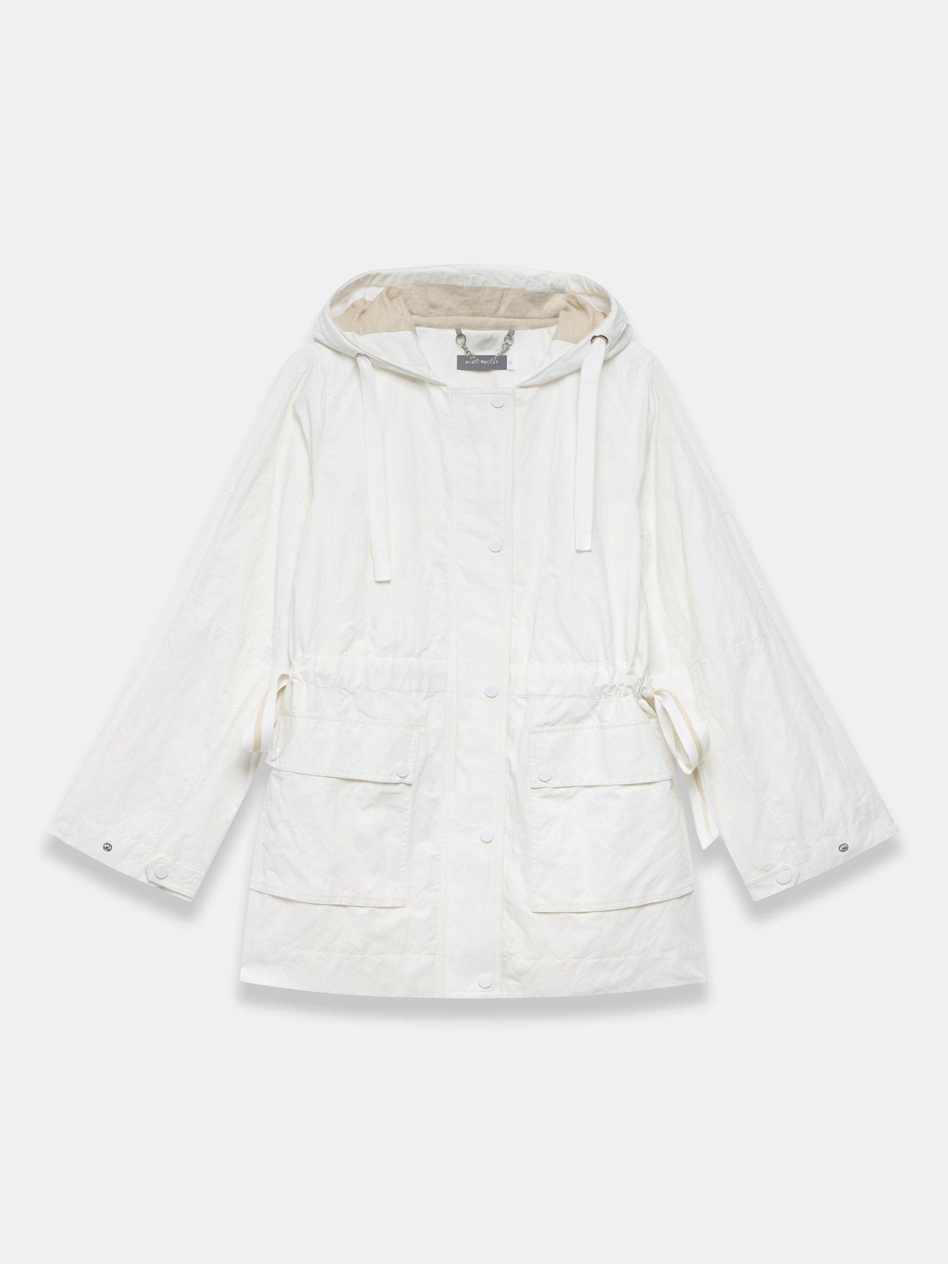 Product image 6 of 7, which shows Mint Velvet Cotton Blend Lightweight Hooded Parka, Ivory, XS