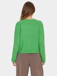 Saint Tropez Larna Wool Blend Round Neck Cardigan, Greenbriar