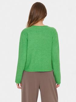 Saint Tropez Larna Wool Blend Round Neck Cardigan - view 2, Greenbriar