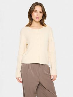 Saint Tropez Larna Wool Blend Round Neck Cardigan, Fog