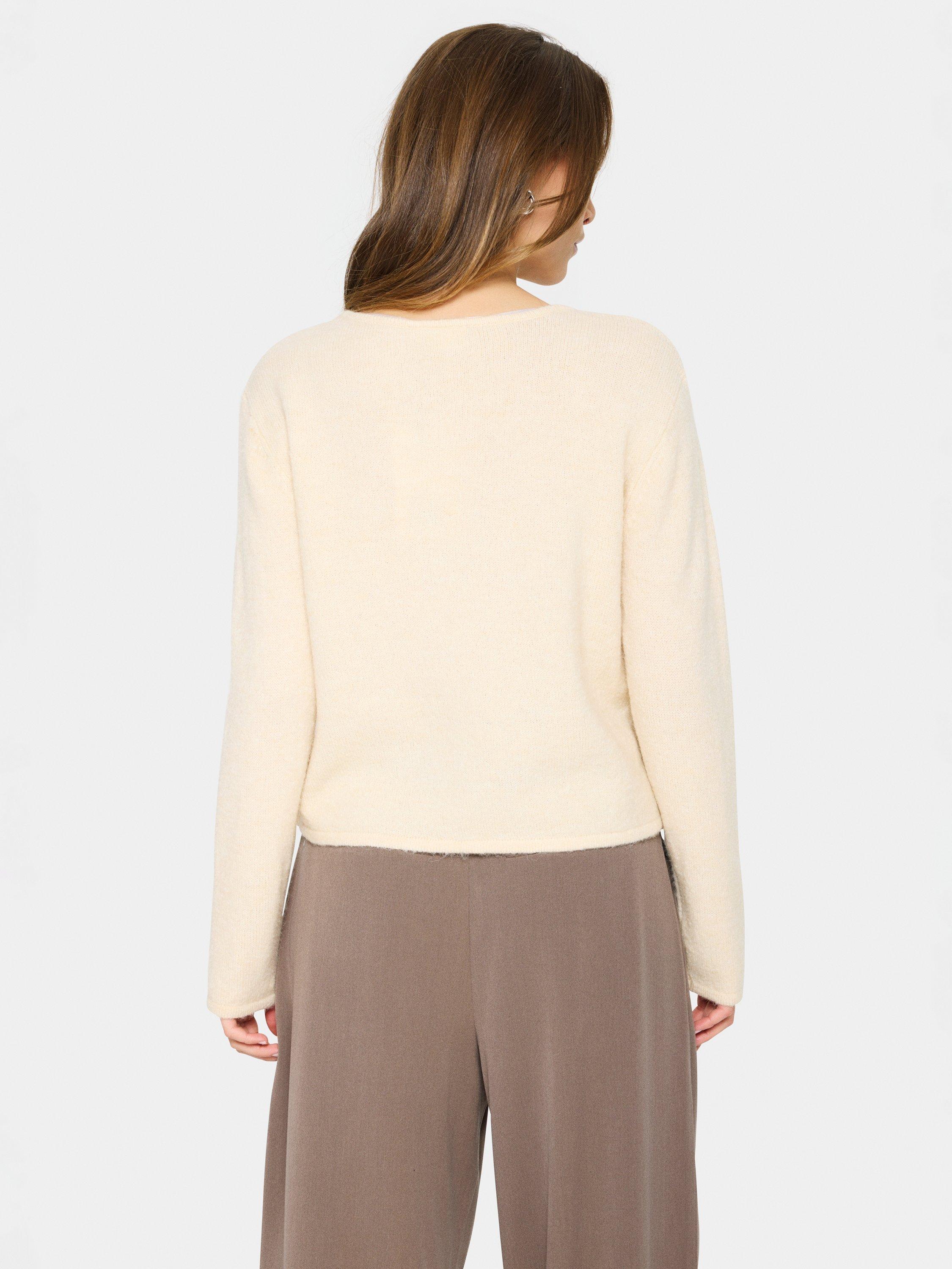 Product image 2 of 6, which shows Saint Tropez Larna Wool Blend Round Neck Cardigan, Fog, XS