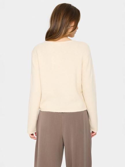 Saint Tropez Larna Wool Blend Round Neck Cardigan - view 2, Fog