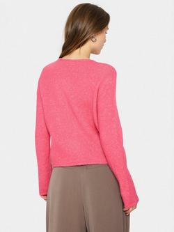 Saint Tropez Larna Wool Blend Round Neck Cardigan - view 2, Fruit Dove