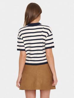 Saint Tropez Likam Short Sleeve Stripe Polo Cardigan - view 2, White/Multi