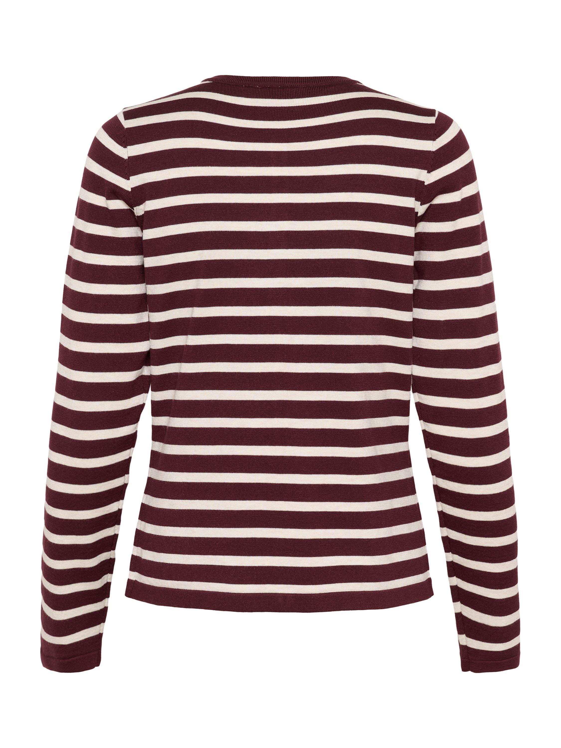 Product image 6 of 6, which shows Saint Tropez Mila Long Sleeve Crew Neck Stripe Cardigan, Red/Multi, XS