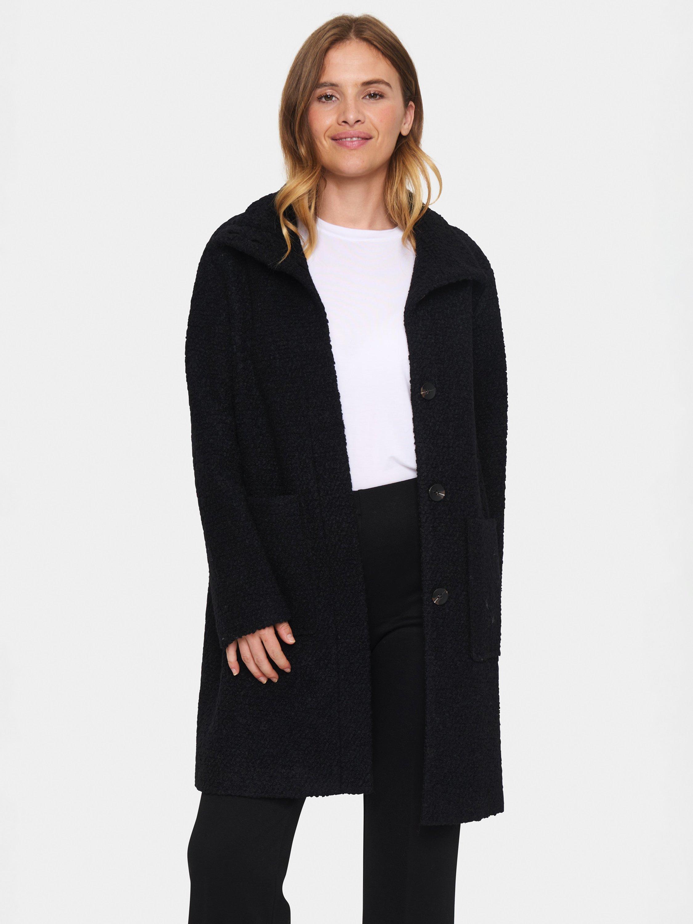 Product image 1 of 6, which shows Saint Tropez FerddySZ Long Sleeved Wool Coat, Black, XS