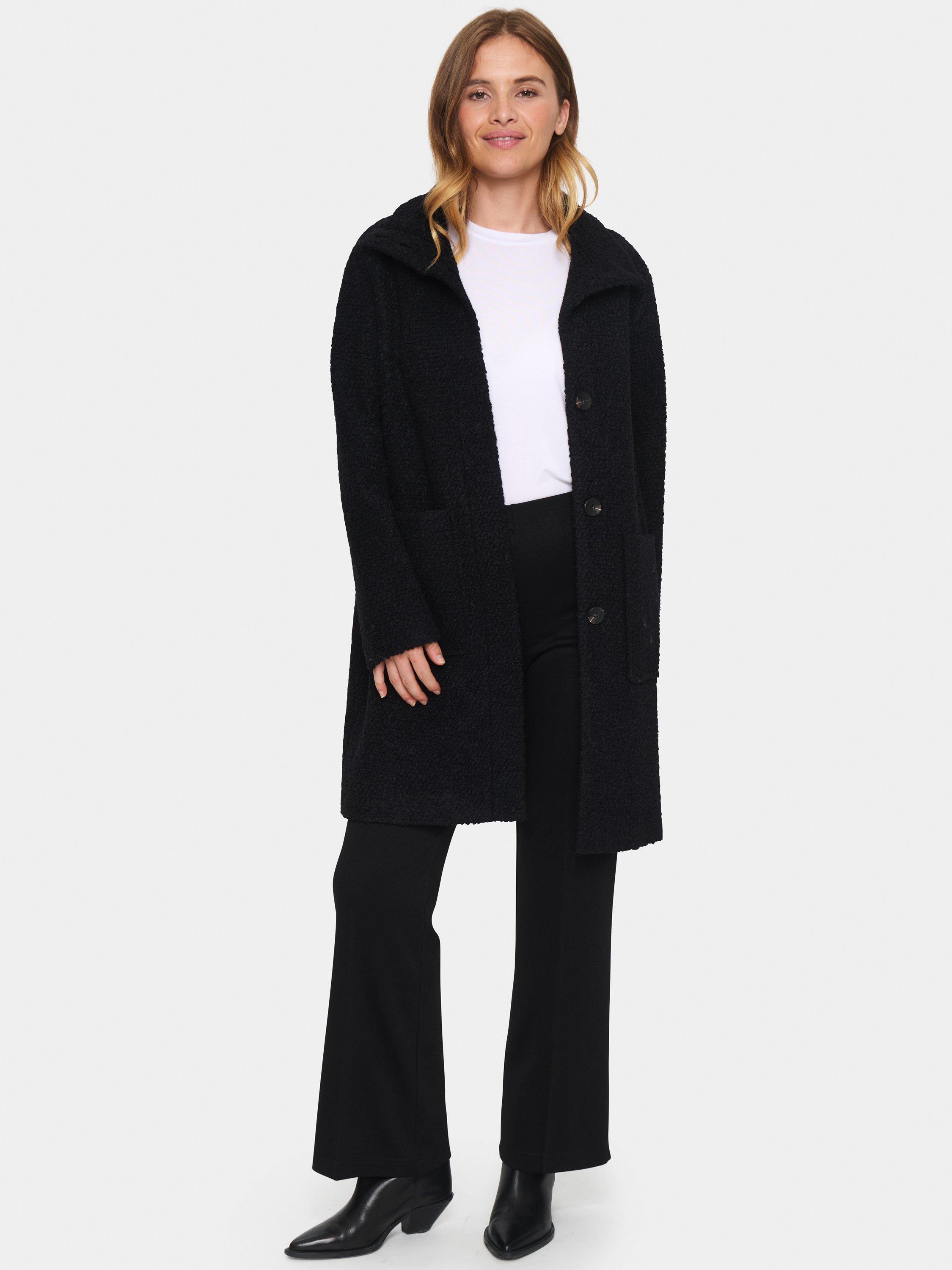 Product image 3 of 6, which shows Saint Tropez FerddySZ Long Sleeved Wool Coat, Black, XS