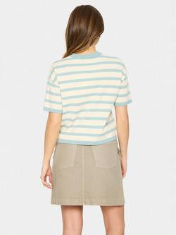 Saint Tropez Likam Short Sleeve Stripe Jumper - view 2, Fog/Blue Surf