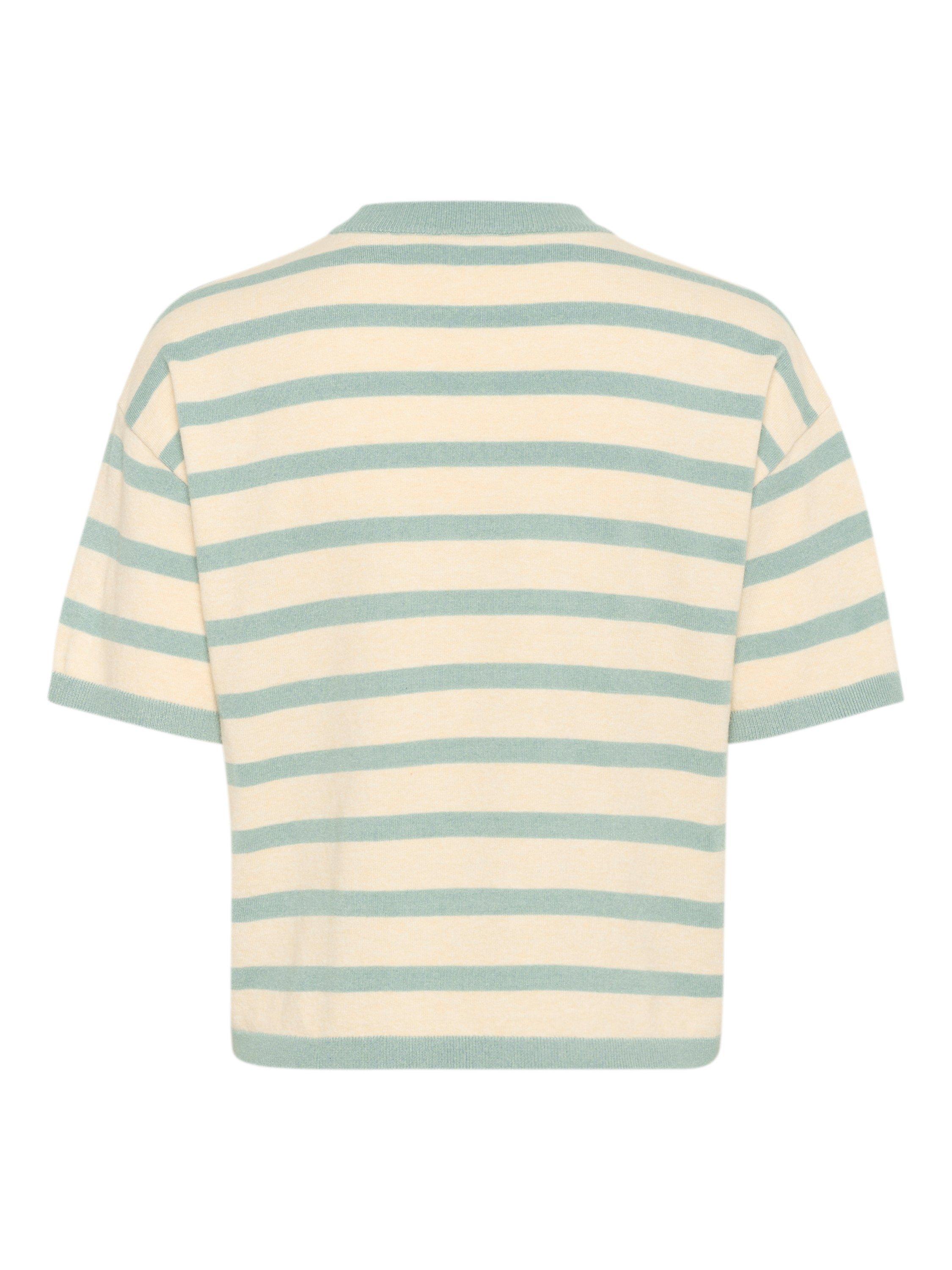 Product image 6 of 6, which shows Saint Tropez Likam Short Sleeve Stripe Jumper, Fog/Blue Surf, XS