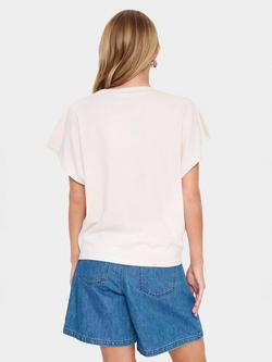 Saint Tropez MilaSZ Round Neck Short Sleeve Mixed Blend Pullover - view 2, Beige