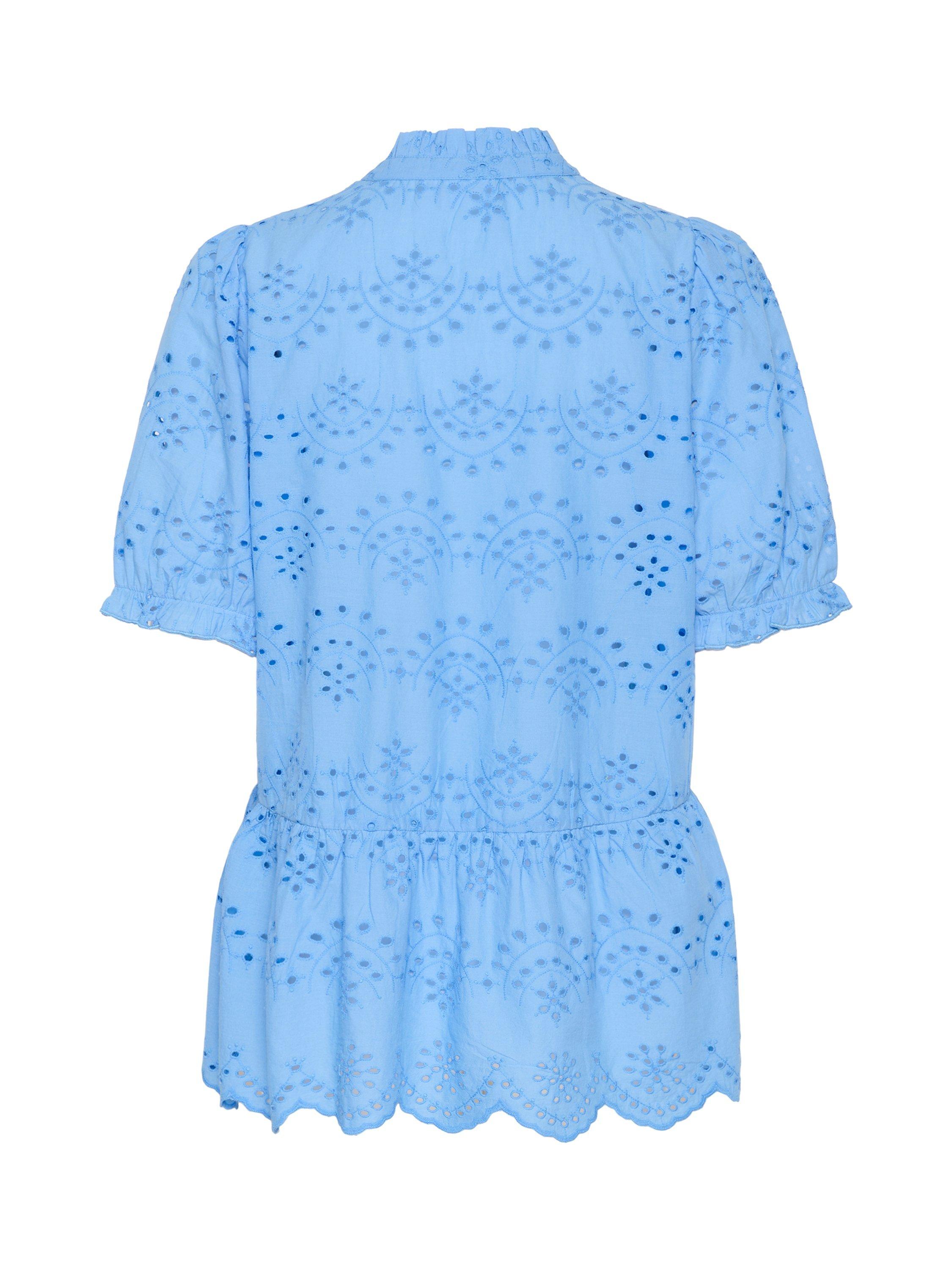Product image 2 of 2, which shows Saint Tropez Geleksa Broderie Anglaise Peplum Hem Top, Mid Blue, XS