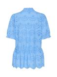 Saint Tropez Geleksa Broderie Anglaise Peplum Hem Top, Mid Blue