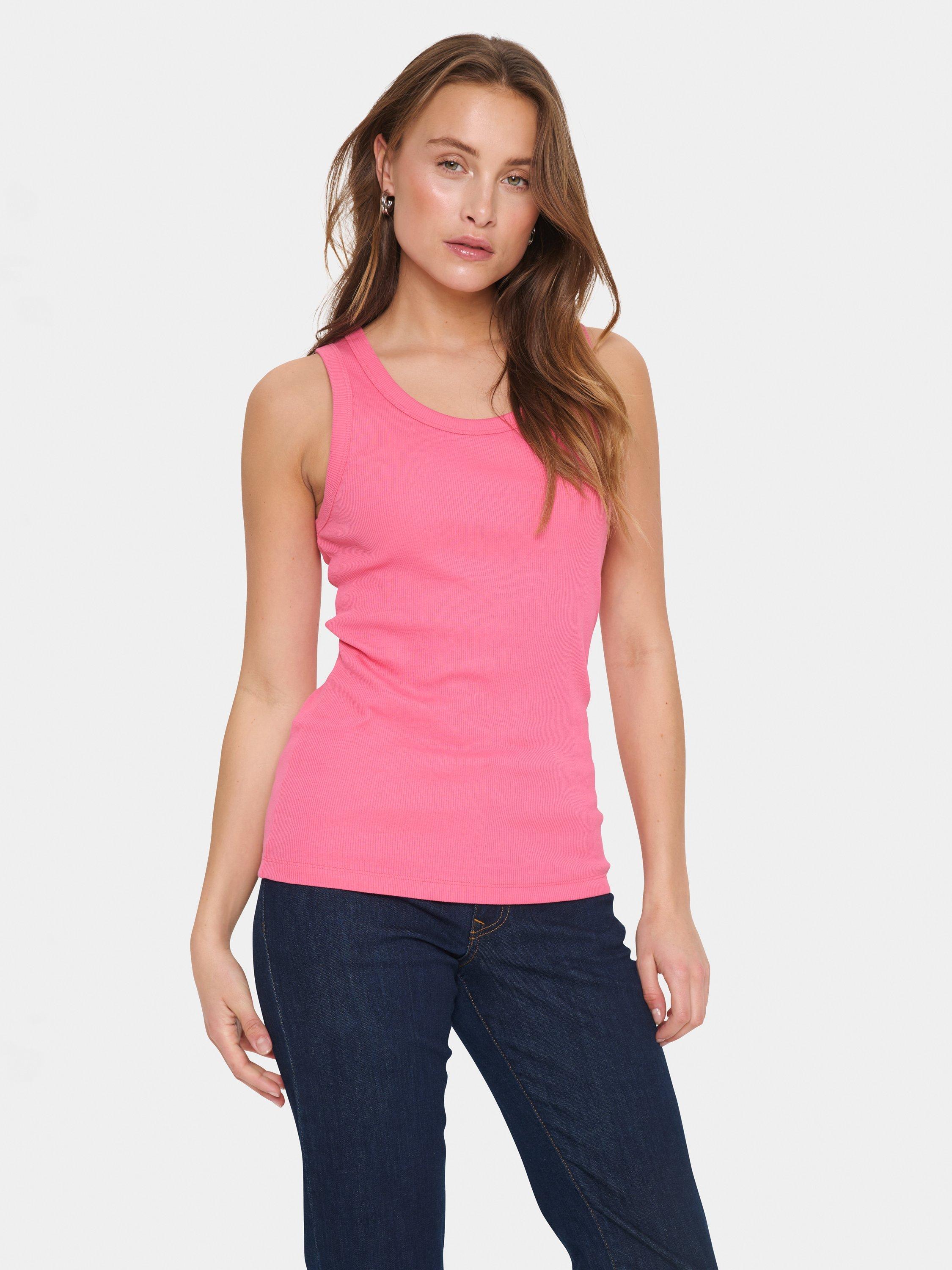 Product image 1 of 5, which shows Saint Tropez Aster Organic Cotton Rich Tank Top, Mid Pink, XS