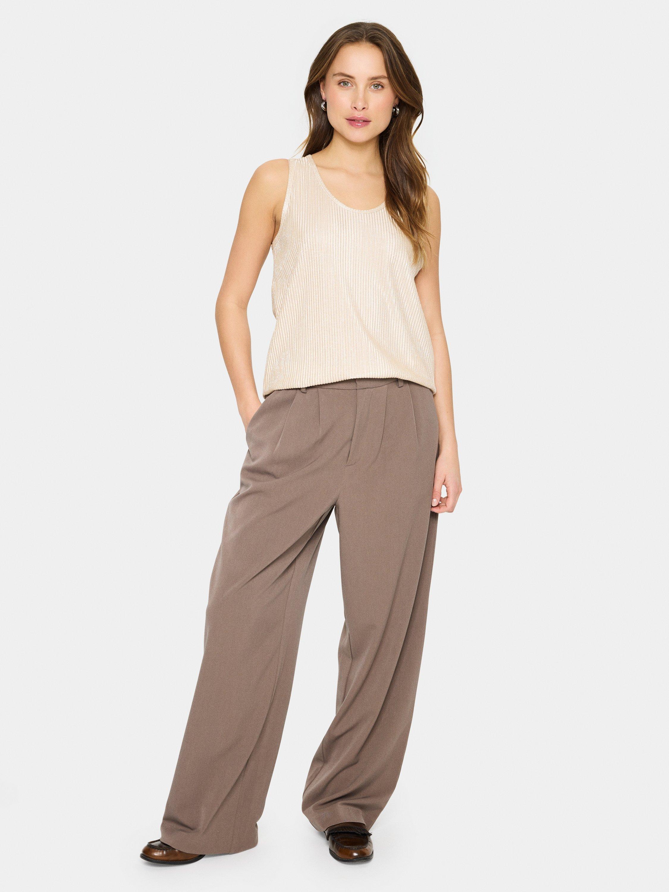 Product image 3 of 6, which shows Saint Tropez EvySZ Scoop Neck Mixed Blend Vest Top, Winter White, XS