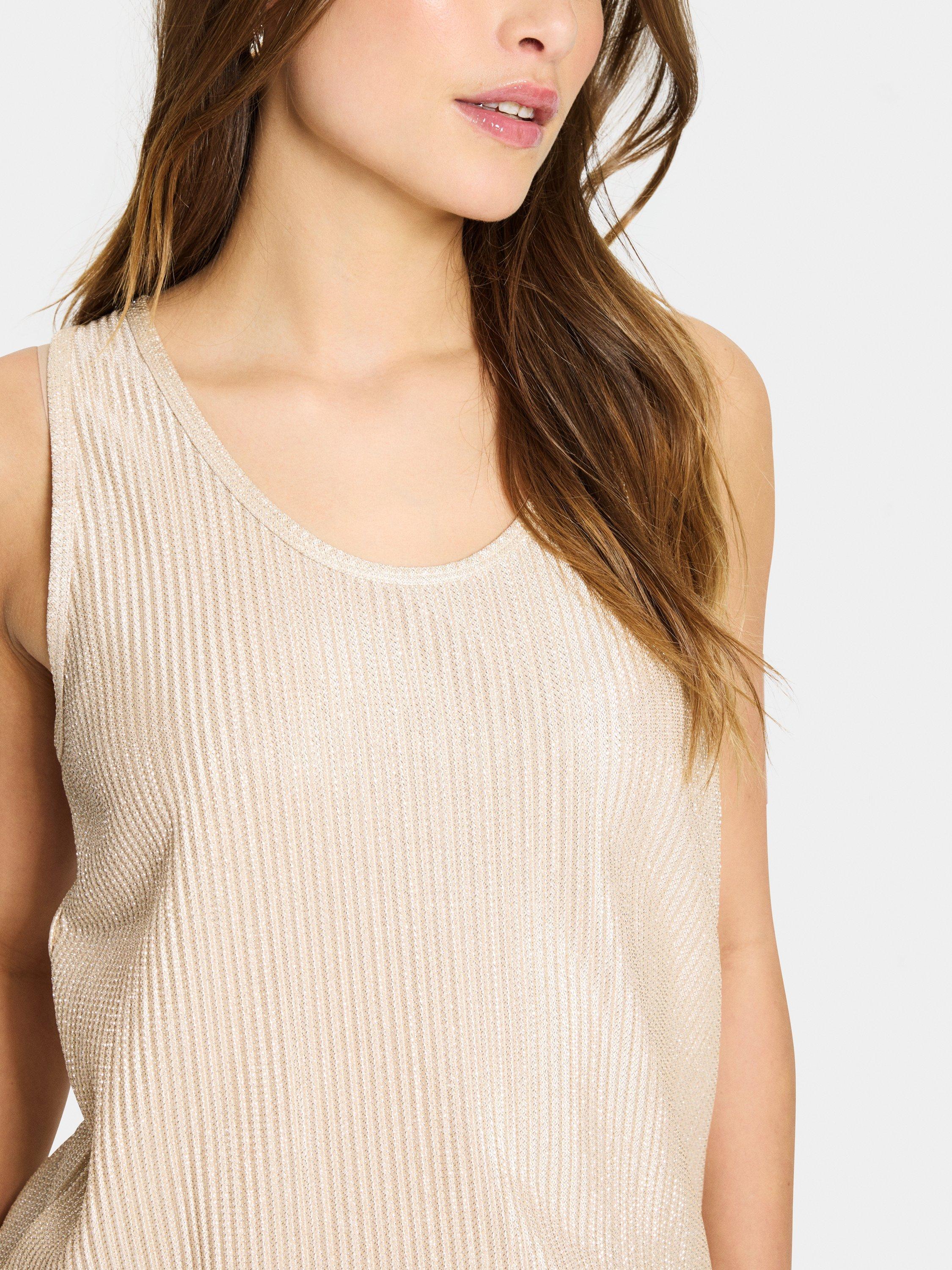 Product image 4 of 6, which shows Saint Tropez EvySZ Scoop Neck Mixed Blend Vest Top, Winter White, XS