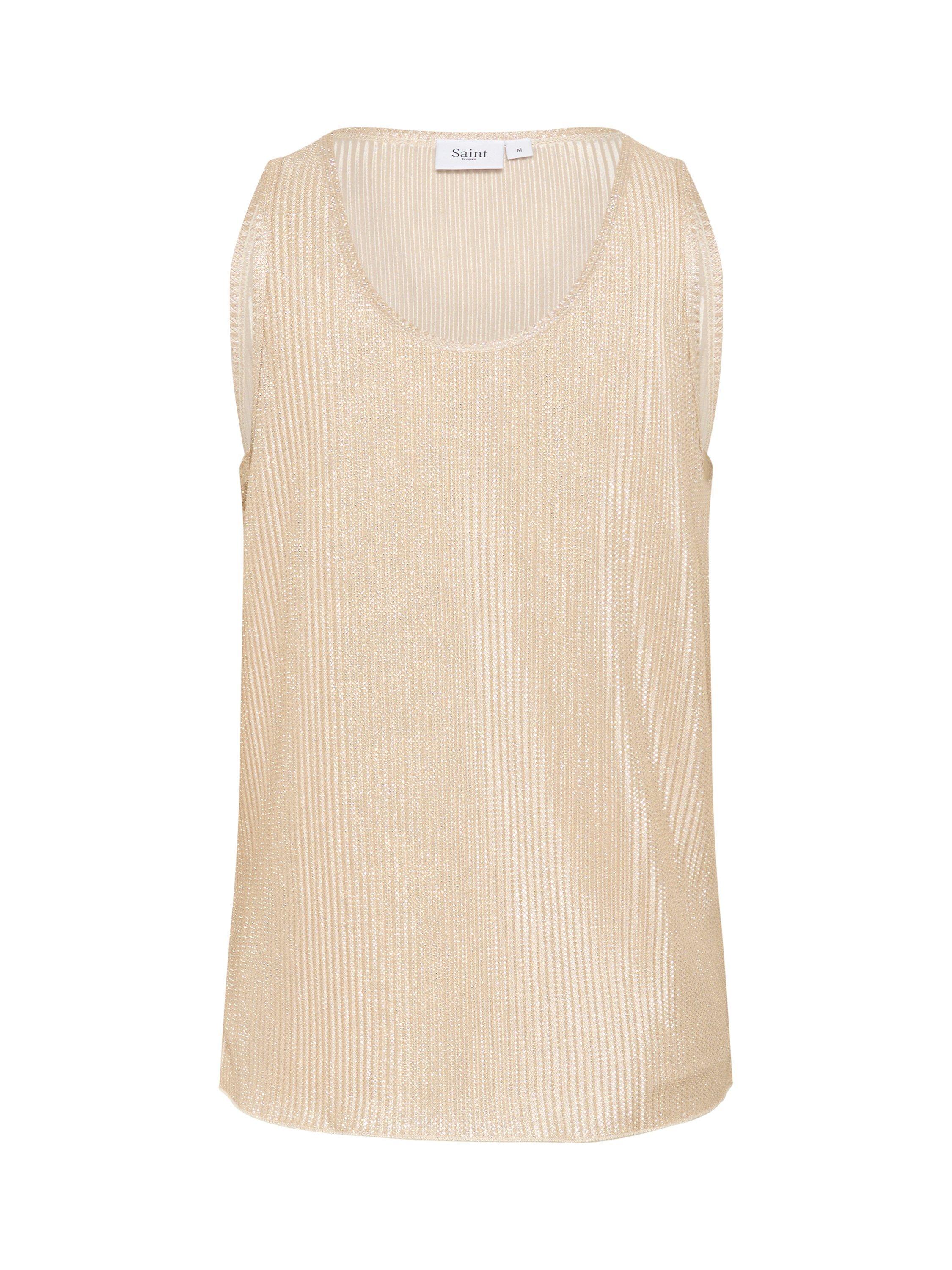 Product image 5 of 6, which shows Saint Tropez EvySZ Scoop Neck Mixed Blend Vest Top, Winter White, XS