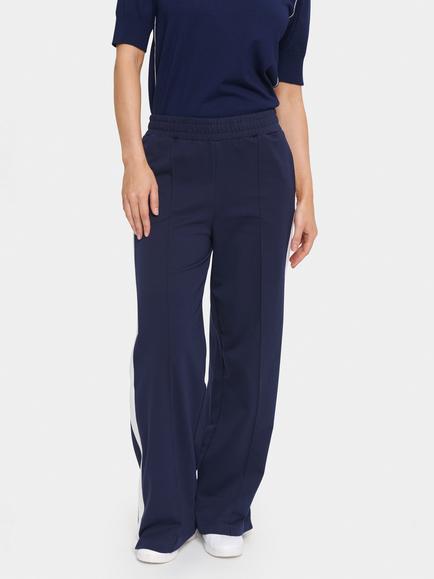 Saint Tropez  OsakaSZ Side Striped Cotton Blend Trousers, Blue/Multi