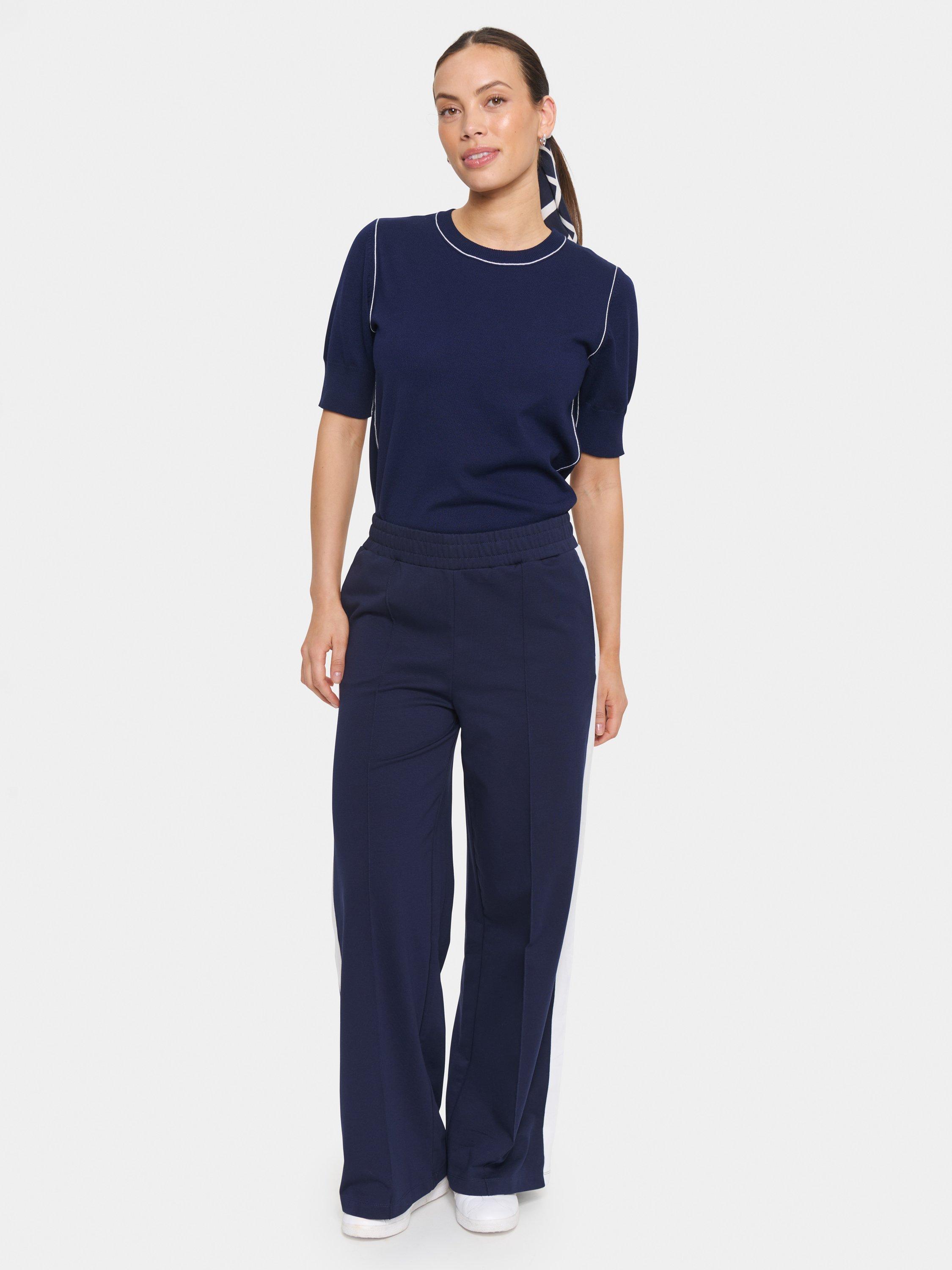 Product image 3 of 6, which shows Saint Tropez  OsakaSZ Side Striped Cotton Blend Trousers, Blue/Multi, XS