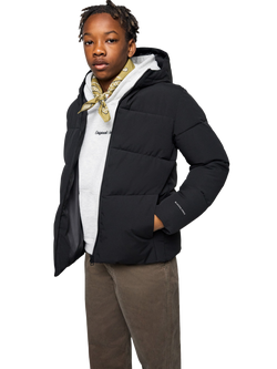 Jack & Jones Kids' Global Hooded Puffer Jacket, Black