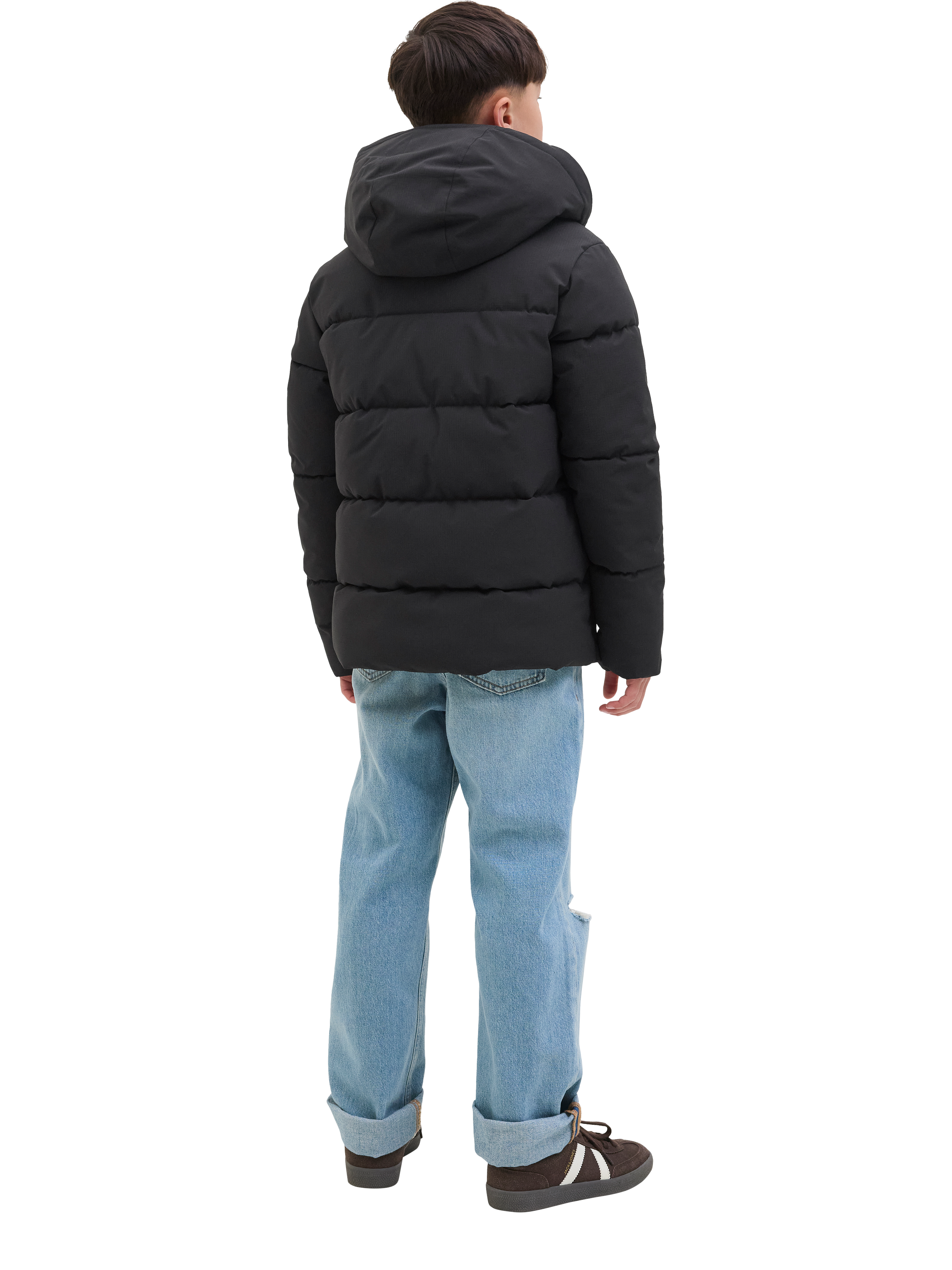 Product image 6 of 7, which shows Jack & Jones Kids' Global Hooded Puffer Jacket, Black, 8 years