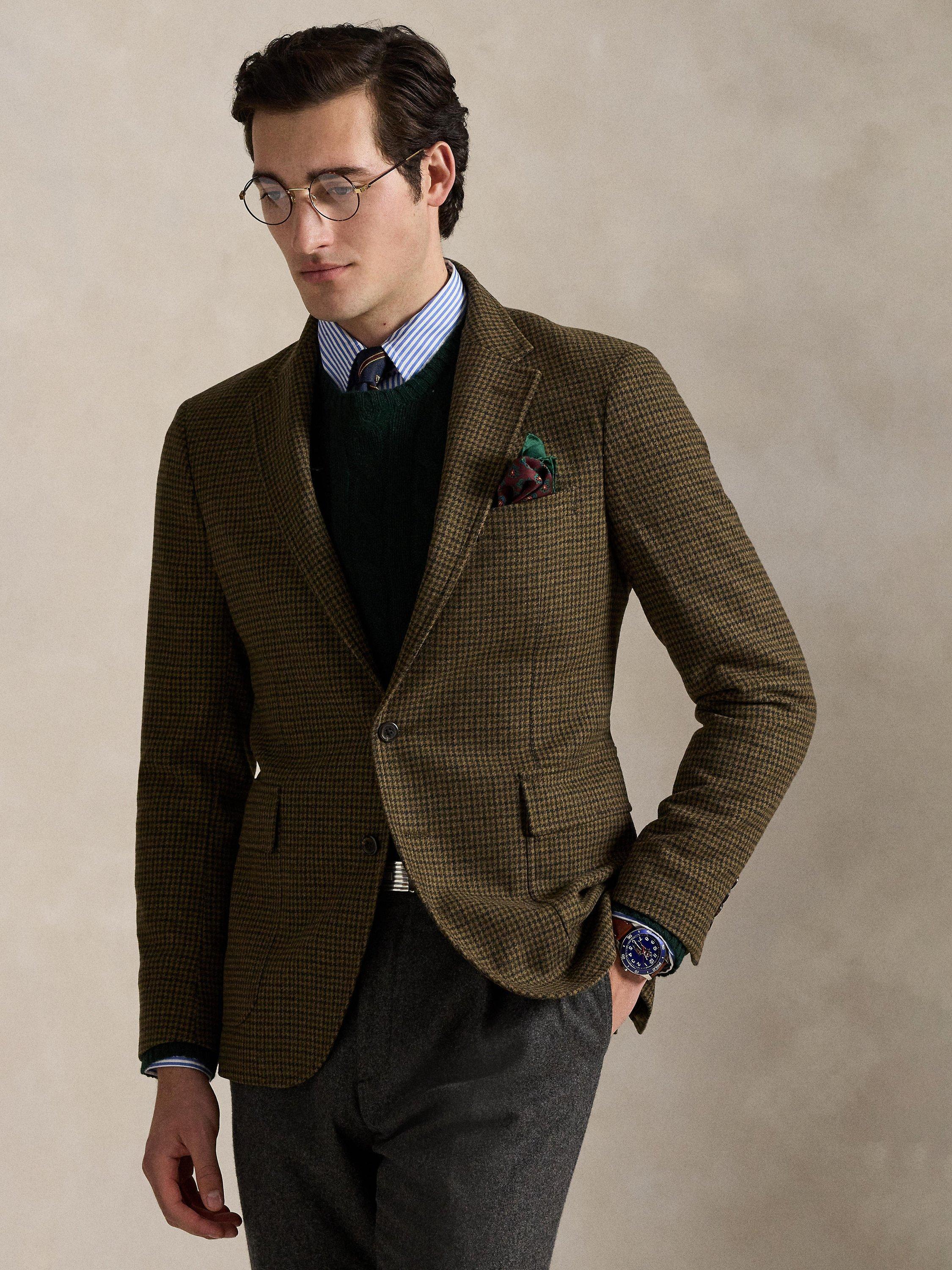 Polo Ralph Lauren Tailored Fit Wool Blend Check Suit Jacket, Olive