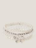 Monsoon Kids' Beaded Pearl Butterfly Bracelet Set, Pack of 4, Ivory