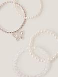 Monsoon Kids' Beaded Pearl Butterfly Bracelet Set, Pack of 4, Ivory