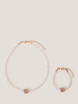 Monsoon Kids' Butterfly Necklace and Bracelet Set, Gold, Gold