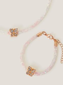 Monsoon Kids' Butterfly Necklace and Bracelet Set, Gold - view 2, Gold