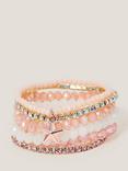 Monsoon Kids' Beaded Star Bracelets, Pack of 6, Pink