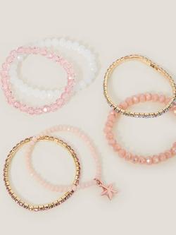 Monsoon Kids' Beaded Star Bracelets, Pack of 6, Pink - view 2, Pink