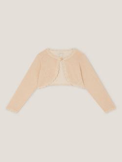 Monsoon Kids' Knitted Bow Button Cardigan, Gold
