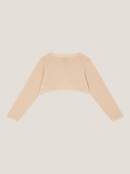 Monsoon Kids' Knitted Bow Button Cardigan - view 2, Gold