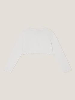 Monsoon Kids' Knitted Bow Button Cardigan - view 2, Ivory