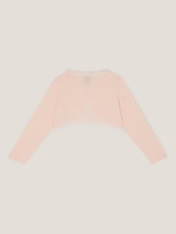 Monsoon Kids' Knitted Bow Button Cardigan - view 2, Pale Pink