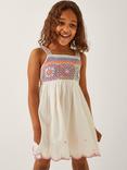 Monsoon Kids' Cotton Sleeveless Crochet Dress, White